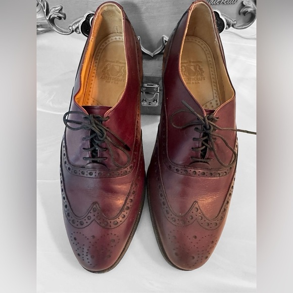 Johnston & Murphy Mens 8.5 Burgundy Dress Shoes Aristocraft Wingtip Oxford USA Johnston Murphy Mens Oxfords Sz 10 D Aristocraft Burgundy  main image 2